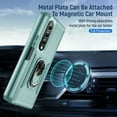 thumbnail image 5 of Nalacover Military Grade Heavy Duty Case for Samsung Galaxy Z Fold4, Rugged Rotated Ring Holder Kickstand Bracket Cover with Magnetic Car Mount Soft TPU Shockproof Lens Protective Case, Green/Green, 5 of 9