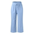 thumbnail image 5 of Lixiuxyad Womens Baggy Pants Women's Casual Loose Fit Straight Leg Pants Elastic Waist Comfortable Daily Wear Pure Color Summer Trousers For Spring And Season Blue, 5 of 6