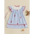 thumbnail image 4 of Toddler Baby Girl Smocked Dress Embroidery Crayfish Ruffle Short Sleeve Dress Lobster Plaid Princess A-line Dresses Summer Outfits, 4 of 8