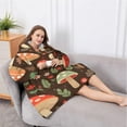thumbnail image 5 of Oversized Wearable Blanket Hoodie,Colorful Mushroom Flower Dark Pattern Sherpa Blanket Hoodie with Super Pockets,Super Warm Fuzzy Pullover for Women & Men, 5 of 6