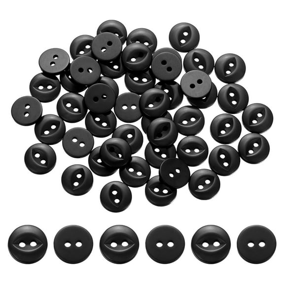 Uxcell 50Pcs 16L Round Sewing Buttons, 10mm 2/5" 2-Hole Resin Fish Eye Buttons Round Clothing Fastener for Sewing Clothes Fabric Pants Dress Skirt Crafts Replacement, Black