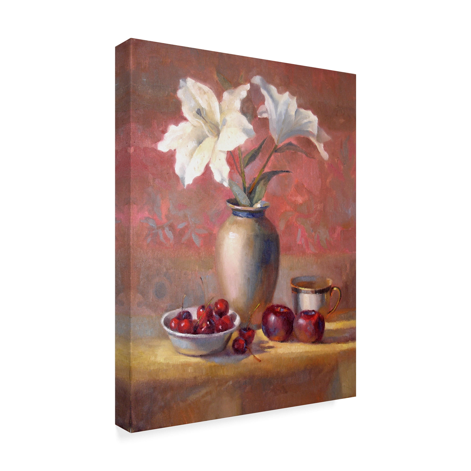 Trademark Fine Art 'Lilies With Plums And Cherries' Canvas Art by Hall Groat Ii