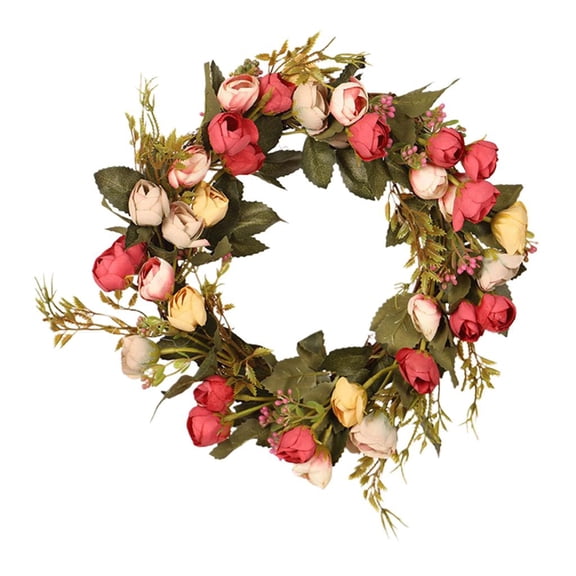 Rose Flower Wreath Faux Floral Wreath Door Wreaths for Front Door Inch Red