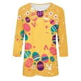 thumbnail image 4 of Womens Easter Outfit Cute Easter Bunny Shirts 3/4 Sleeve Printed Blouses Crew Neck Casual Tunic Tops Loose Fit Comfy T-Shirt, 4 of 5