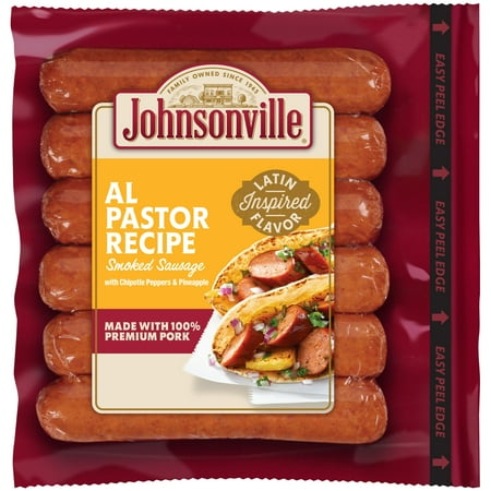 Johnsonville Cooked Al Pastor Pork Sausage Links 14oz Package, Refrigerated