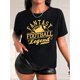 thumbnail image 1 of Fantasy Football Legend" Women's Casual Black T-Shirt with Yellow & White Graphics - Soft Polyester, Round Neck, Short Sleeve, Machine Washable - Perfect for Spring/Summer/Fall, 1 of 7