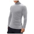 thumbnail image 1 of Uinagy Men's High Collar Solid Color Pullover Long Sleeve Sweater, 1 of 4