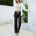 thumbnail image 5 of Gmluru Women's Pants White Drawstring Solid Color Elastic Waist Pocket Pants Trousers Black S-2XL, 5 of 9
