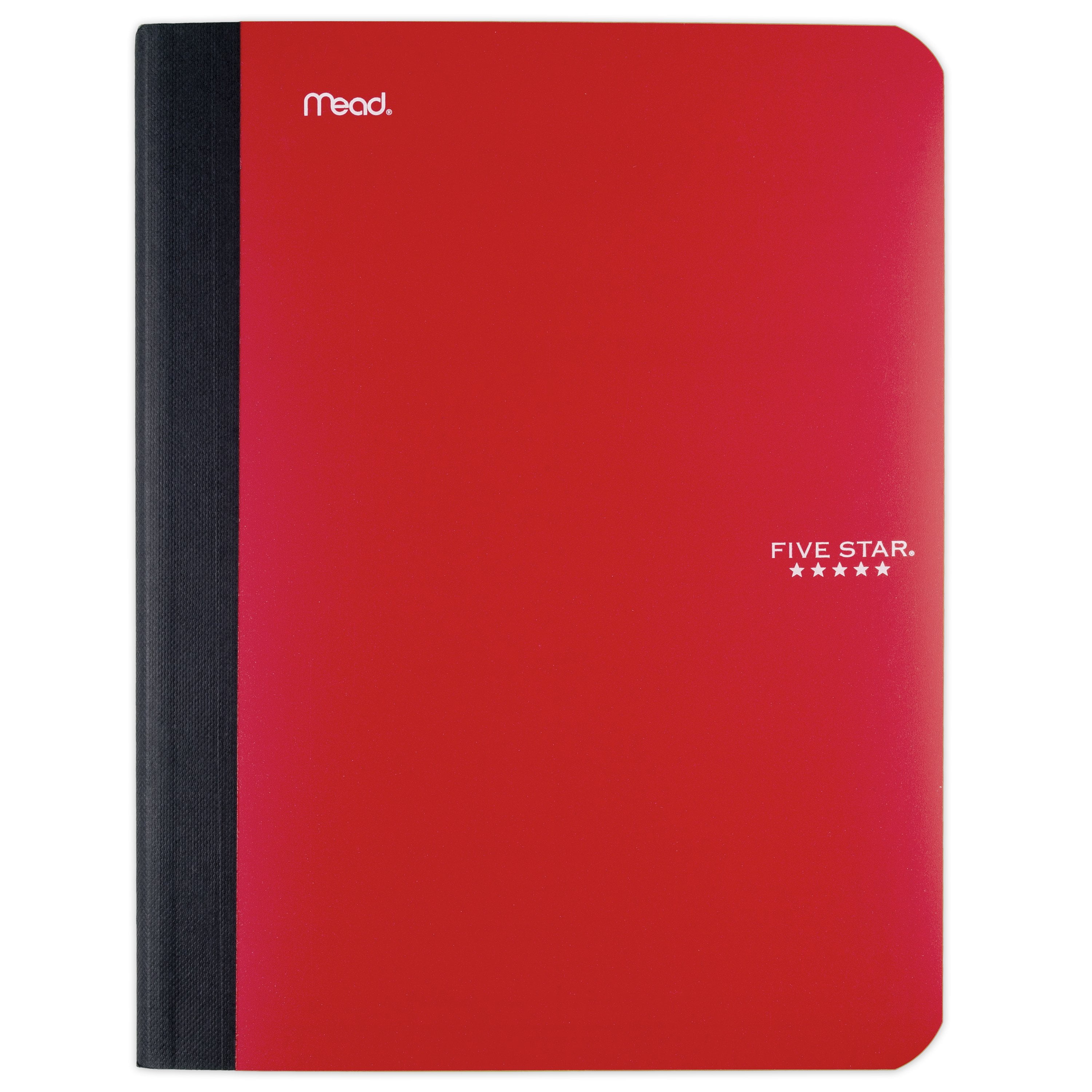Five Star Composition Book, Wide Ruled, 100 Sheets, 9 3/4” x 7 1/2', Fire Red (950000CK1-WMT)