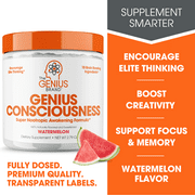 Nootropic Brain Supplement Powder -  Boost Focus, Cognitive Function & Memory Booster, Watermelon, Genius Consciousness by the Genius Brand