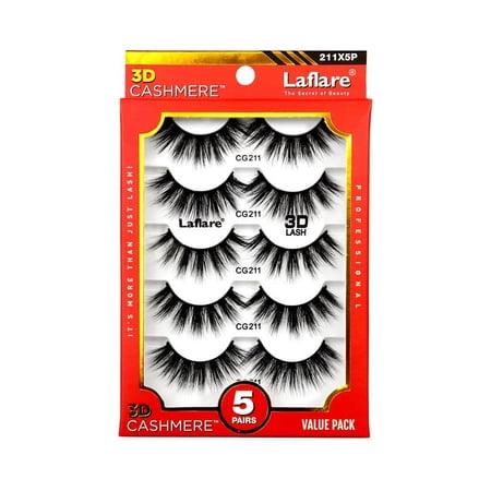 Laflare 3D Cahsmere False Eyelashes,Ultra soft & Cruelty free 5 Pairs