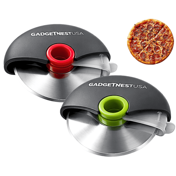 2 Pack Pizza Cutter Wheel –Sharp Premium 18/8 Stainless Steel Blade with Protective Cover – Easy Grip Slicer for Pizza, Dough, Pastry & More