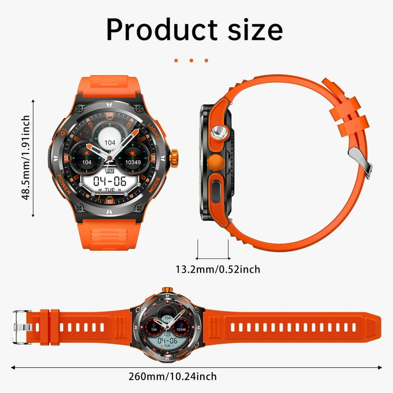 EIGIIS KT76 Smartwatch for Men with LED Flashlight 1.53'' HD