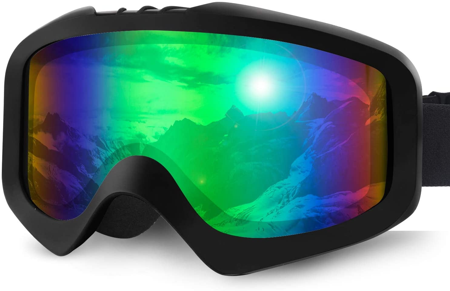Ski goggles, ski snowboard goggles, glasses wearers Ski goggles mirrored, double lens OTG UV