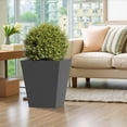 thumbnail image 2 of Noble House 18" Tapered Metal Planter, Indoor/Outdoor, Drainage Hole, Black, 2 of 5