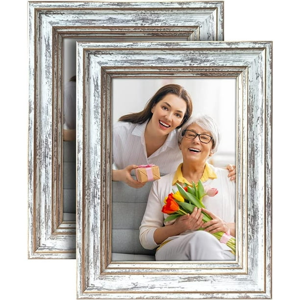 ArtbyHannah 2 Pack 5x7 inch Farmhouse Rustic Picture Frame Sets with