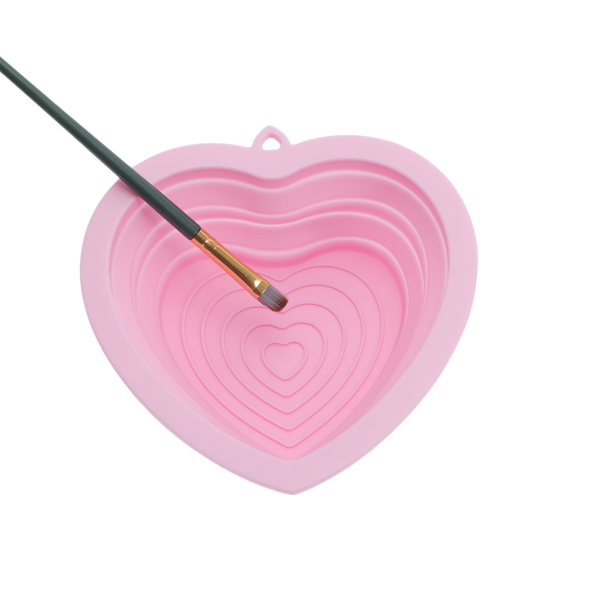 Unique Bargains 1pc Portable Heart Makeup Brush Cleaning Mat Pink