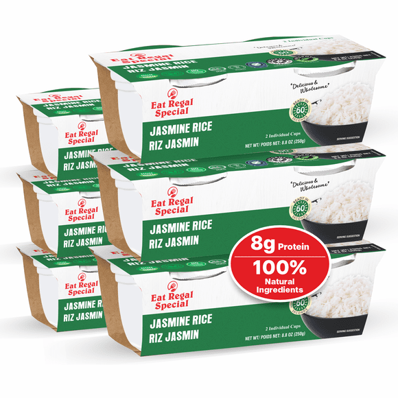 Eat Regal Jasmine Rice, Gluten-Free, Microwavable, Ready in 1 Minute, 8.8 Oz, Pack of 6 | Side Dish