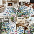 thumbnail image 5 of 6x9 Area Rugs for Living Room, Blue Spring Floral Non Slip Area Rugs for Kitchen Bedroom Entryway, Pink Flowers Butterfly Wooden Watercolor Washable Carpet Runner Rug Floor Mats for Bedroom, 5 of 9