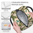 thumbnail image 3 of Honeii Butterflies And Peacock Feathers Print Insulated Lunch Bag Women Reusable Lunch Box with Pocket for Work Picnic Travel -One Size, 3 of 6