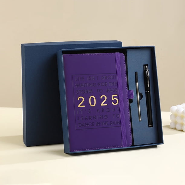 Agenda 2025, cuaderno de registro de gestión de programas diarios de 365 días, cuaderno de trabajo diario, planificador de tarjetas perforadas de autodisciplina, calendario anual, libro de 5