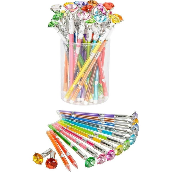 7" DIAMOND Shaped Multicolor Ink GEL PEN (24 PACK) For Writing, Drawing, Notes