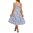 thumbnail image 3 of INSPIRE CHIC Floral Print Midi Dress for Women's Sleeveless Smocked Ruffle V Neck Flowy Boho Beach Dress XS Blue Pink, 3 of 6