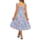 thumbnail image 3 of Vestido Midi Floral Inspire Chic sin mangas con volantes y escote en V, fluido y bohemio, vestido de playa para mujer en azul y rosa, 3 of 6