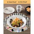 thumbnail image 3 of 13 Inch Round Placemats Set of 6, Spring Gnomes Floral Non Slip Heat Insulation PP Table Mats, Pink Tulip Botanical Black Plaid Washable Place Mats for Kitchen Dining Party Table Decor, 3 of 7