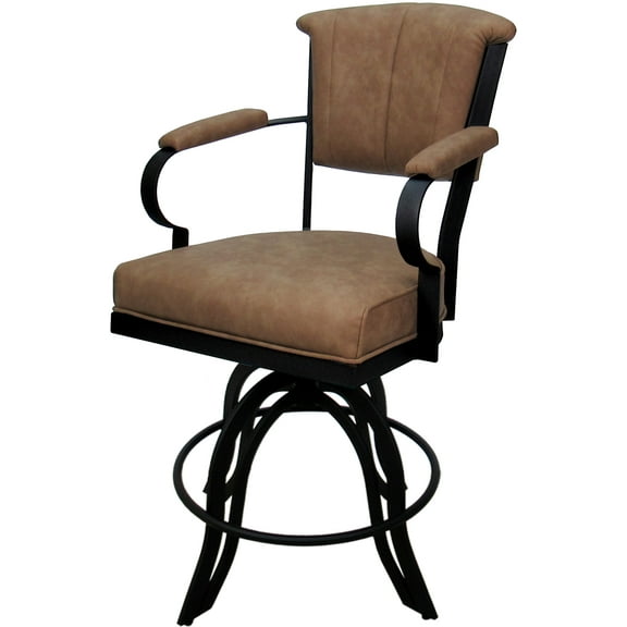 Swivel Tilt Metal Counter Stool 26" Seat - Miami - Pecan Brown Vinyl - Black
