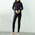 thumbnail image 2 of Riecok Womens Thermal Sets Winter Long Sleeve Tops and Base Layer Bottom Set Solid Soft Cozy Sleepwear, 2 of 8