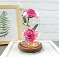thumbnail image 1 of Fiudx Rosa Romántica de Cristal, Vidrio de Borosilicato Alto, Luces Led Alimentadas Por Usb, Base de Madera de Pino, Decoración para Bodas, Regalo Festivo, Ambiente Elegante, Tamaño 5.71X5.71X9.06 Pu, 1 of 5