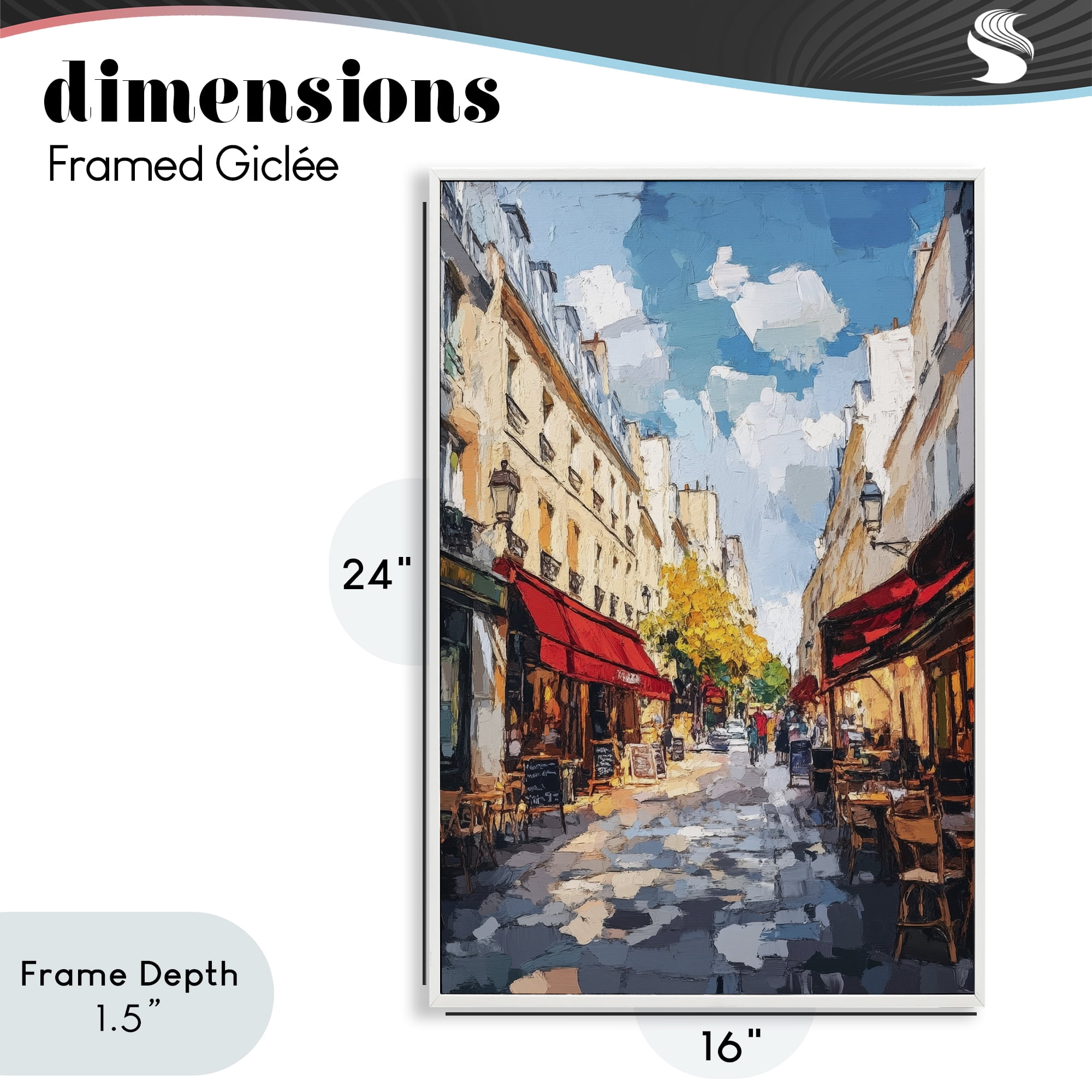 Stupell Industries Charming Paris Street Scene White Framed Giclee Art, design by Petal Prints Design
