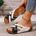 thumbnail image 3 of Rokment Orthopedic Wedge Dress Sandals for Women with Arch Support 2026 Summer Fashion Casual Color Block Buckles Platform Walking Beach Slip on Slides Shoes Black Size 6, 3 of 6