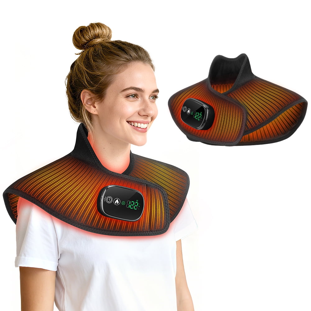 Pastsky Weighted Heating Pad for Neck & Shoulder, Cordless Heat Wrap with 5 Level Heat& 6 Level Timer, Electric Heating Pad for Women Men