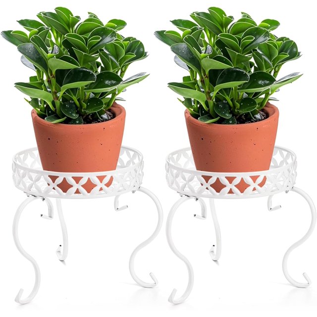 Metal Round Plant Stand Rustproof Iron Flower Pot Holder Support Heavy Duty Single Plant Pedestal Modern Potted Display Rack for Indoor Outdoor Kitchen Home Bedroom Patio Ba