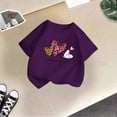 thumbnail image 2 of Landzoo Kids Girls Tops Leopard Love Heart Print Short Sleeve Crew Neck Shirt Summer Comfortable Toddler Girls T-Shirt Size 13-14 Years Purple, 2 of 4