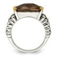 thumbnail image 2 of Shey Couture Sterling Silver with 14K Accent Antiqued Cushion Checkerboard Smoky Quartz Ring, 2 of 6
