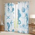 thumbnail image 2 of Feelyou Blue Seahorse Print Black Out Curtains, Cartoon Starfish Seashell Curtains Pack of 2 (42x63 Each), Teens Kids Boys Girls Bedroom Curtains, Blackout Curtains Bedroom Decor, 2 of 6