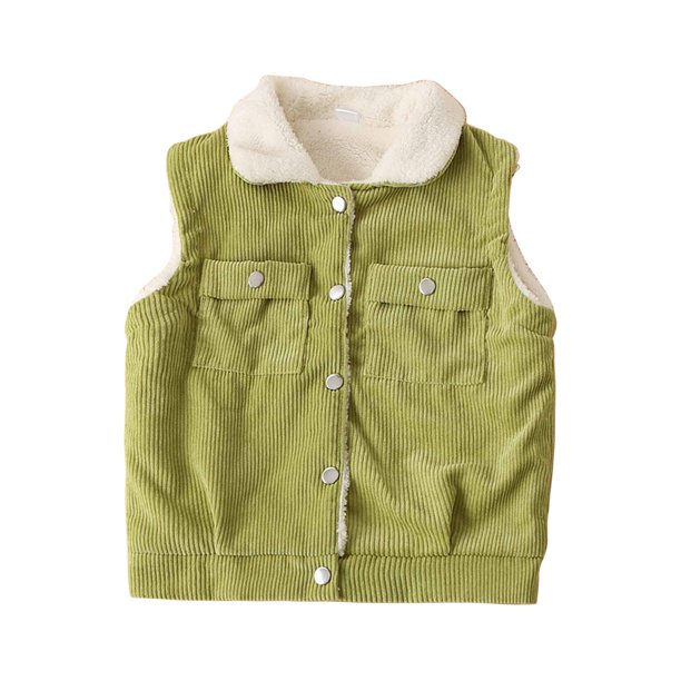 Niño Abrigo De Invierno Chaleco Niños Prendas De Abrigo Chaquetas Chaleco Bebé Ropa Interior De Otoño Chaleco De Pana Botón De Solapa Chaleco De Punto Verde Odeerbi LM103-2803