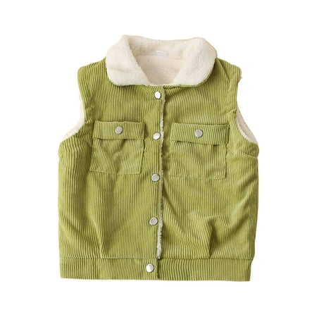 

Kids Clothes for Boys Girls Unisex Corduroy Tank Sleeveless Button Down Solid Warm Lined Spring Vests Tank