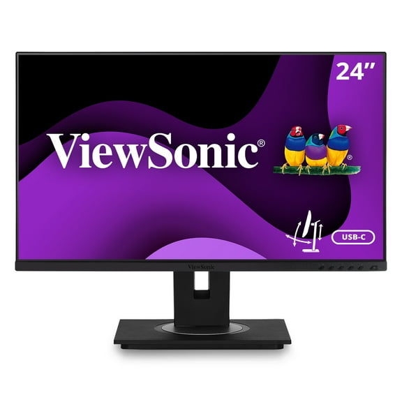 ViewSonic VG2456 24 Inch 1080p Monitor with USB C 3.2, Docking Built-In Gigabit Ethernet and 40 Degree Tilt Ergonomics for Home and Office
