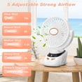 thumbnail image 2 of 5 Speeds Clip on Fan Rechargeable, Mini USB Portable Desk Fan with Clip, LED Display Powerful Silent Table Fan, Flexible Rotation for Bed, Home, Stroller, Sport, Camping(White), 2 of 7