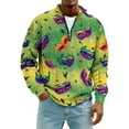 thumbnail image 5 of LNZGNM Men's Mardi Gras Shirts 1/4 Zipper Big and Tall Mask Printed Sweatshirts Stand-Up Collar Long Sleeve Top Stylish Winter Outfits,Fluorescent Green 5XL, 5 of 7