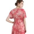 thumbnail image 4 of Made by Johnny Women's Airy Short Sleeve Kimono Style Deep V Neck Tie dye Dress L CORAL, 4 of 6