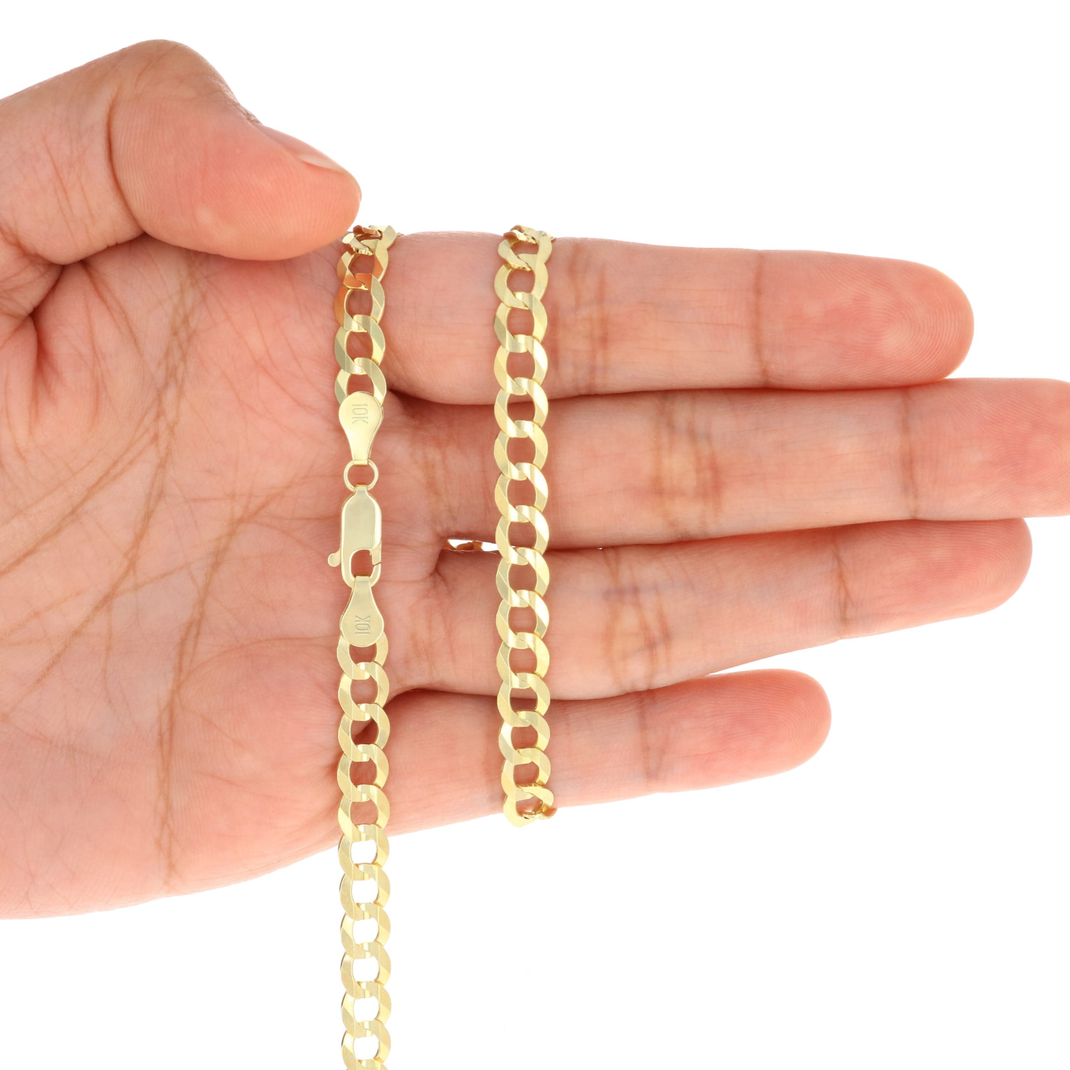 Nuragold 10K Real Yellow Gold Solid Cuban Curb Link Chain Necklace 16"-30" (1.5mm-12mm) Italian Jewelry for Men & Women