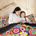 thumbnail image 4 of meiyoeat Vibrant Floral Queen Comforter Set For Men Women,Multicolor Pattern Comforter Sets Queen,Rainbow,Black Reversible,3pcs,1 Comforter and 2 Pillowcases, 4 of 7