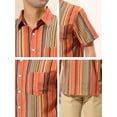 thumbnail image 6 of Lars Amadeus Men's Summer Hawaiian Short Sleeves Button Down Striped Shirts, 6 of 6
