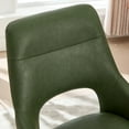 thumbnail image 4 of Zesthouse Swivel Desk Chair No Wheels, Modern Faux Leather Task Chair with Hollow Back, Armless Upholstered Office Chair for Home Office, Living Room, Bedroom, Green, 4 of 13