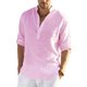 thumbnail image 1 of Sunloudy Hombres Primavera Otoño Camisa Casual Color Sólido Manga Larga Cuello Alto Botón Tops Sunloudy moda, 1 of 7